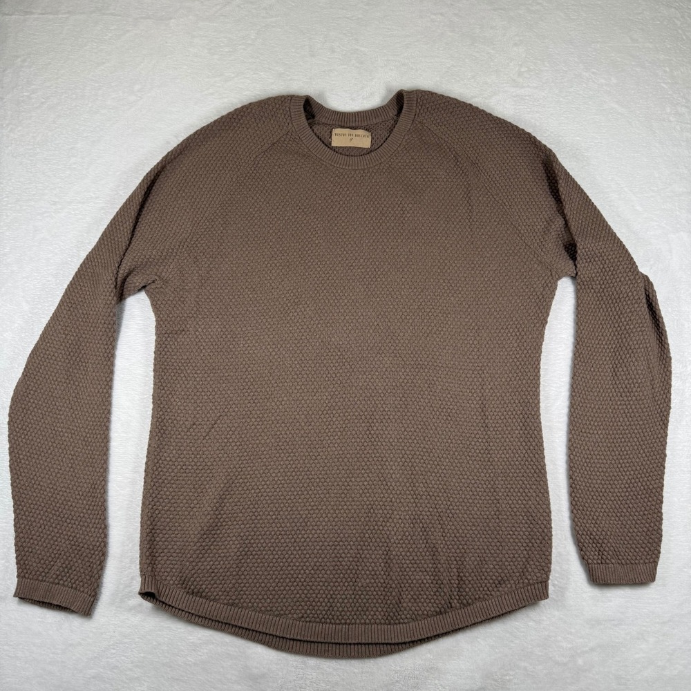 Weston Jon Boucher Brown Cotton Cashmere‎ Textured Crewneck Sweater XXL Mens